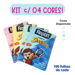 Kit Papel Colorido c/ 4 Cores VD/AZ/RS/AM  Senninha