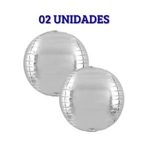 Kit Balao Gigante 50" Metalizado Prata c/ 02Un