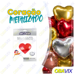 Balao Coracao Metalizado