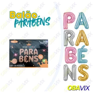 Balao Parabens Metalizado 16"