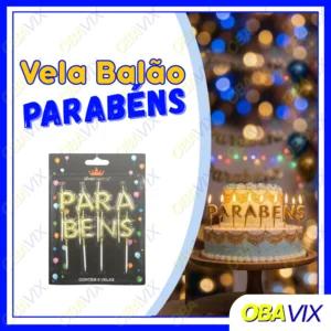 Vela Balao Parabens c/ 8cm Silver Festas