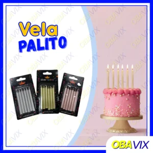 Vela Palito 8cm c/ 6 Unid Silver Festas